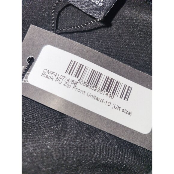 PrettyLittleThing Black PU Zip Front Unitard Size 6 - Picture 7 of 7